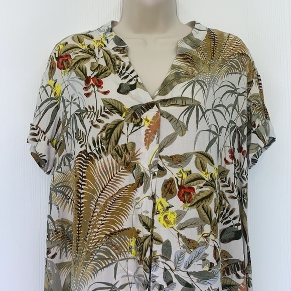 H&M - Palm Floral Short Sleeve Pullover Dress Size XS - Picture 4 of 10